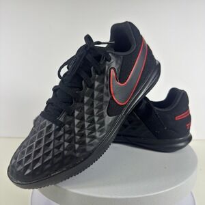 Nike Tiempo Legend Indoor Soccer Shoes Textured Black Red Youth 6Y 38.5
